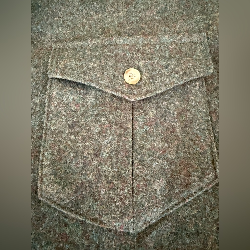 Pendleton Army Green Button Up Virgin Wool Shirt … - image 3